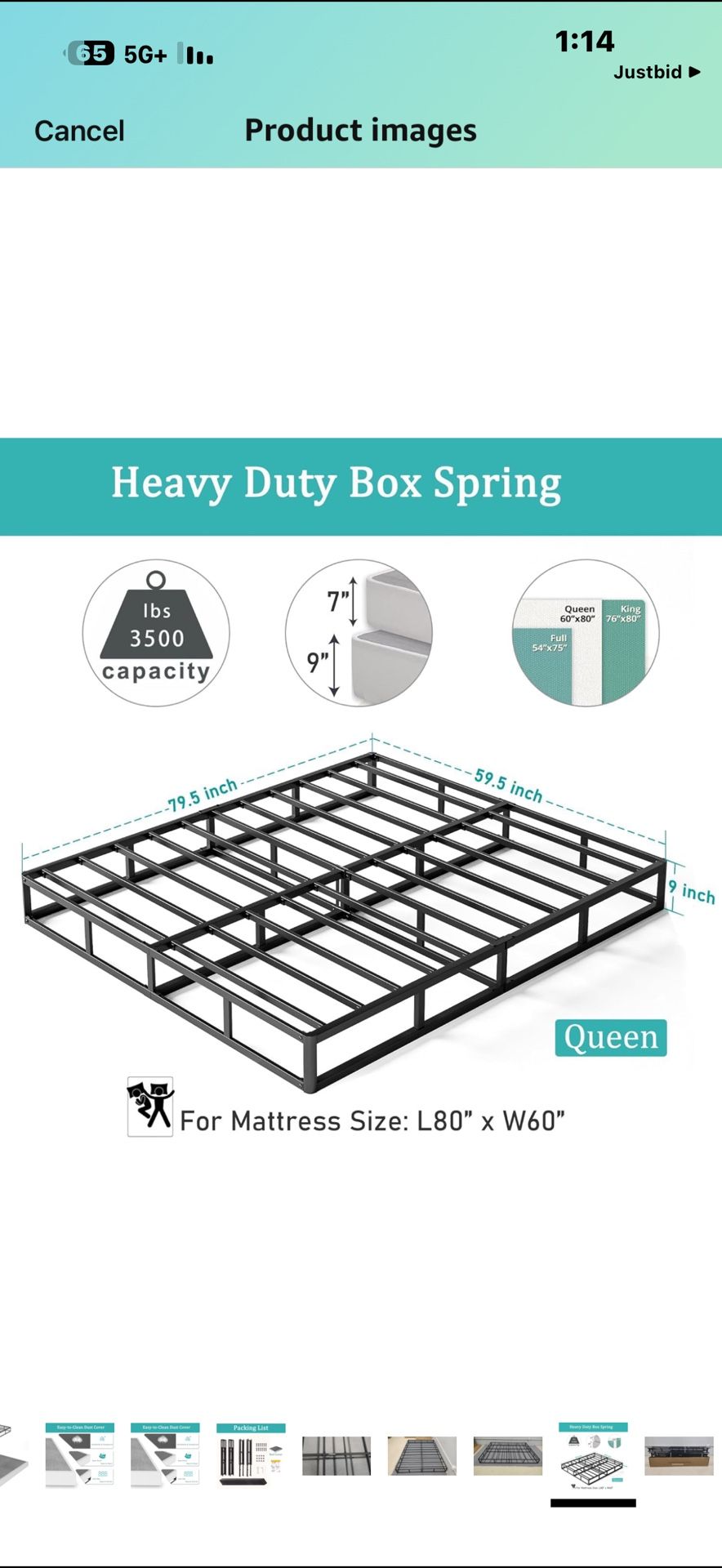 Queen Size Metal Box Spring – Brand New