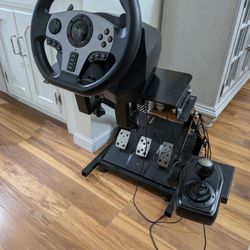 Race Steering Wheel with 3-Pedals 