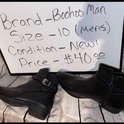 New men’s black boots Size 10