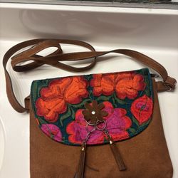 Embroidered Messenger Bag