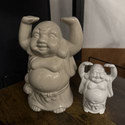 Lucky Buddha Statues Figures Tiki ceramic souvenir vintage Benihana Paper weight mug To Hai Tseu