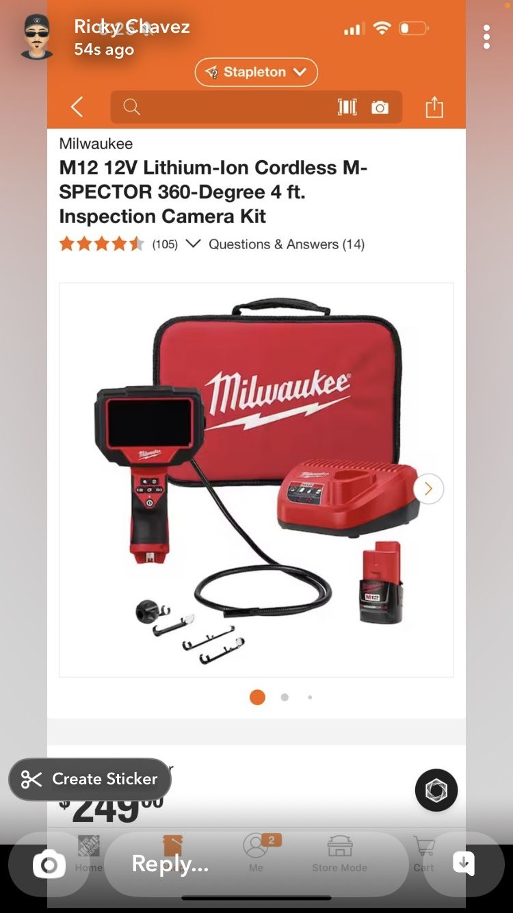 M12 12v Cordless Inspection Camera