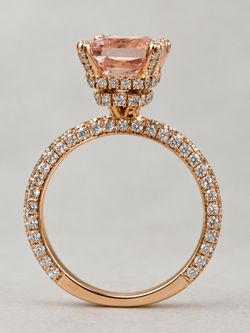 14K Rose Gold Morganite & Diamond Ring | Double Hidden Halo | Size 4.5