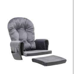 Dark Grey Rocking Chair Cushions for Relaxing | Velvet | Cushions, Ties | 5PCS | Rocker Replacement