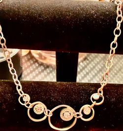 Rose Gold Chain Necklace with Crystal Accents