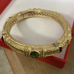 Pulsera Caña Laminada Piedras Colores Joyería Antigua