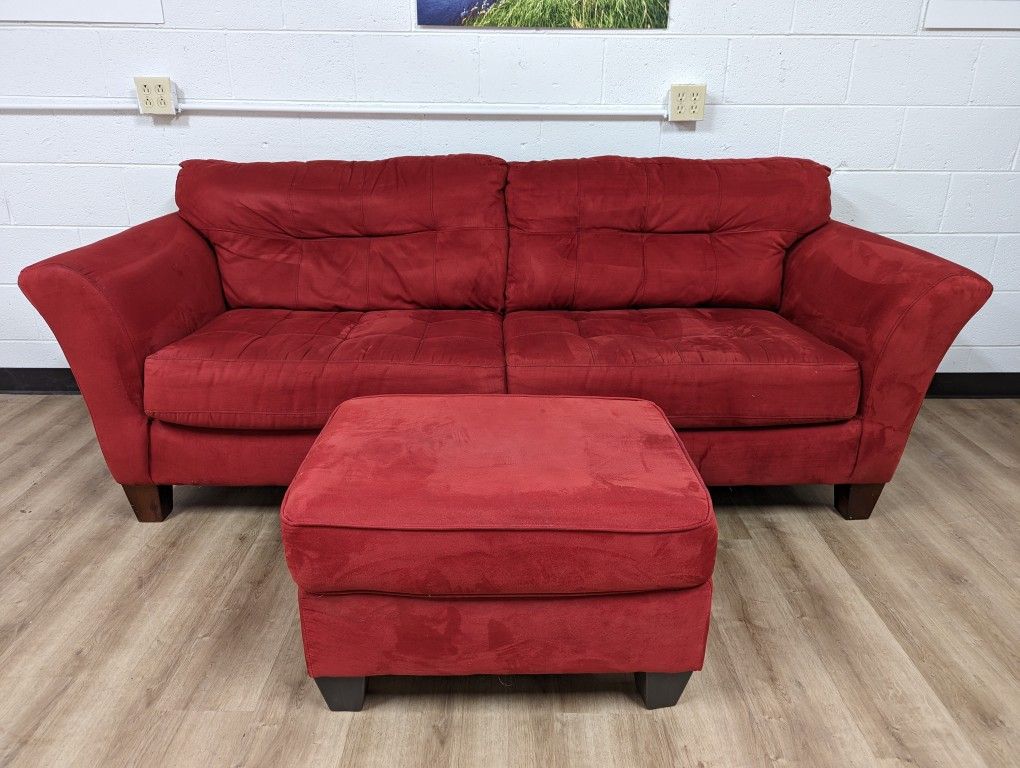 Red Microfiber Couch And Ottoman for Sale in Denver, CO OfferUp