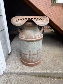 Large Antique Metal Milk Jug