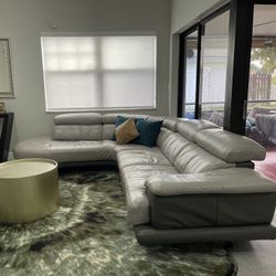 Gray Leather Sofa  ( From Dorado Furniture Store)