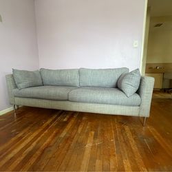 Modern Gray Sofa Mid Century Style Clean & Comfortable