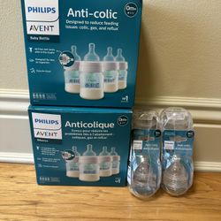 Philips Anti-Colic Bottles With Flow 1 & 2 Nipples 