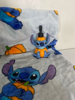 Stitch pumpkin soap dispenser and stitch fall blanket