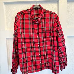 JC Crew | PJ Top | Red Plaid | Size Medium 