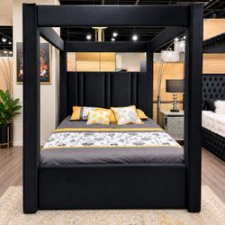 Black Queen Canopy Bed Frame