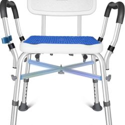 KingPavonini Shower Chair for Inside Shower, 550LBs Heavy Duty Bath Chair with Arms, Medical Shower Seat, Bath Stool Safety Shower Bench with Reinforc