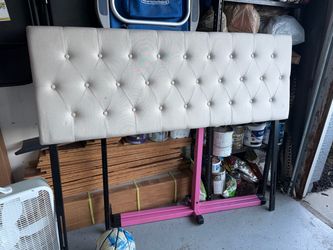 Adjustable Upholstered Taupe Queen Headboard