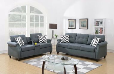 Gray Fabric Sofa and Loveseat Set