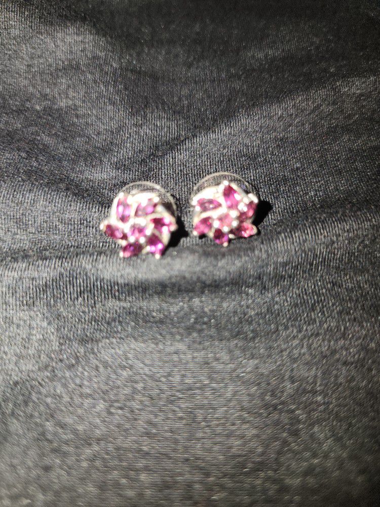 .925 Purple Stone Earrings