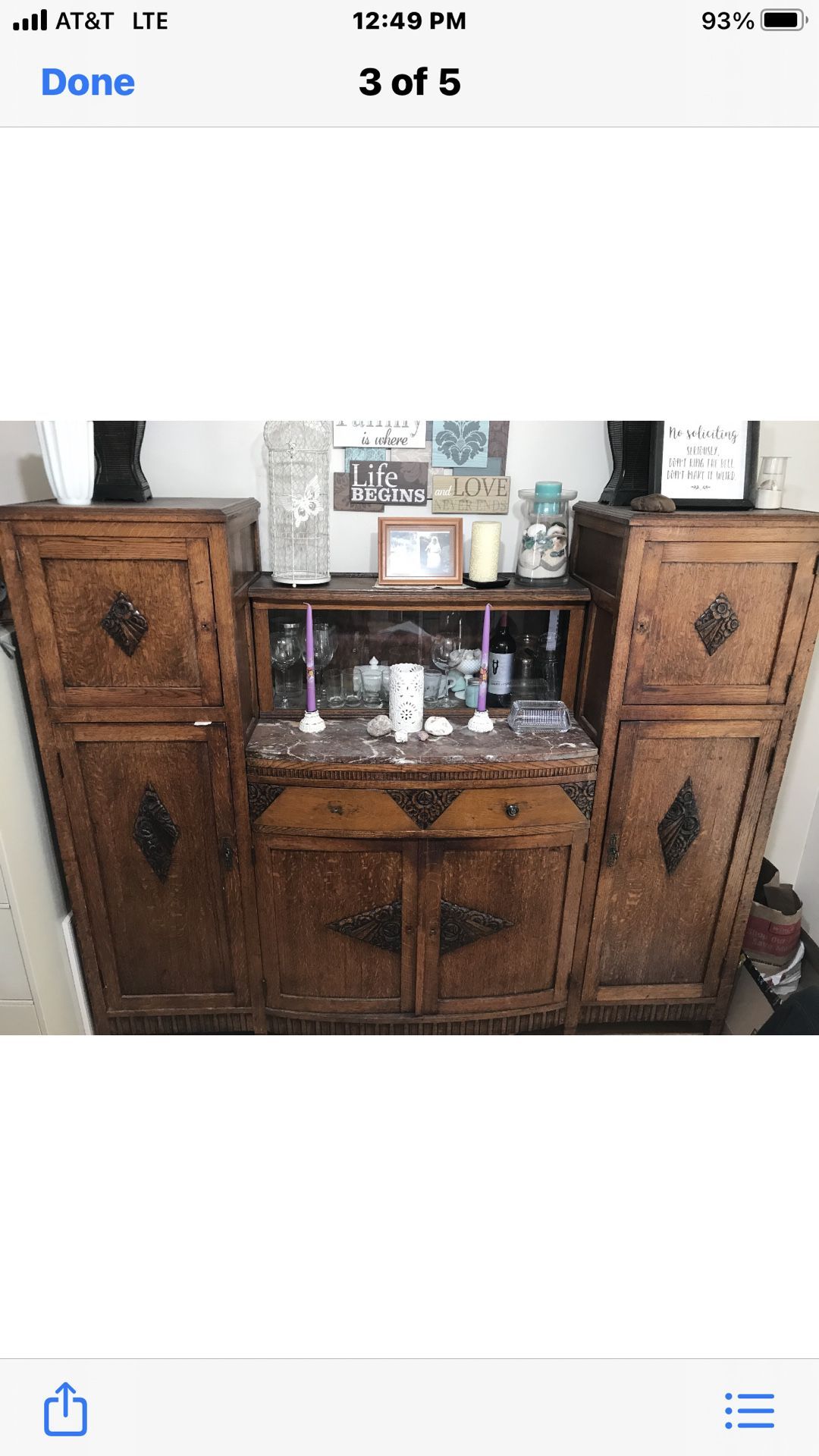 Added Photo: Selling Antique Hutch $850. Obo awesome piece!