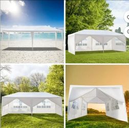10 ft. x 20 ft. White Wedding Party Canopy Tent Outdoor Gazebo with 6-Removable Sidewalls&venta&%$