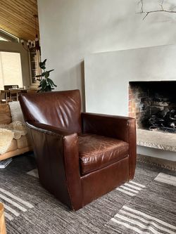 Crate and Barrel brown leather Club Chair