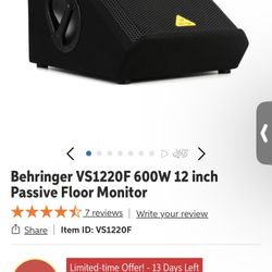 2 Behringer 600w Passive Floor Monitors