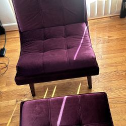 Purple lounge / accent chair with ottoman