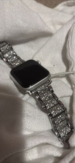 Apple Watch with Silver Jeweled band