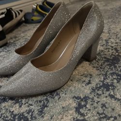 sliver sparkle heels shoes 