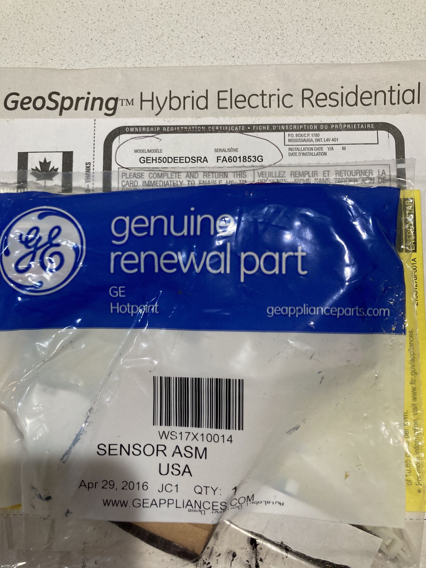 New Sensor Assembly WS17X10014