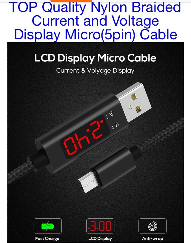 Led Display USB Data Charger Cable