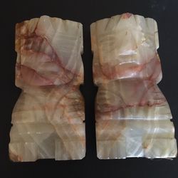 solid stone onyx Mayan Aztec bookends