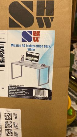 SHW Mission 40-Inch Office Desk White