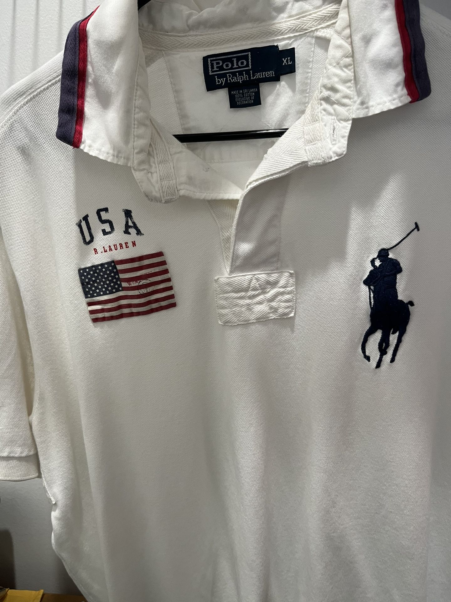 White Big Horse Polo Ralph Lauren Shirt $20