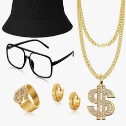6 Piece Hip Hop Accessories Costume-Men