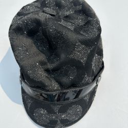 Coach Signature Black Newsboy Quilted Lining Monogram Cap
