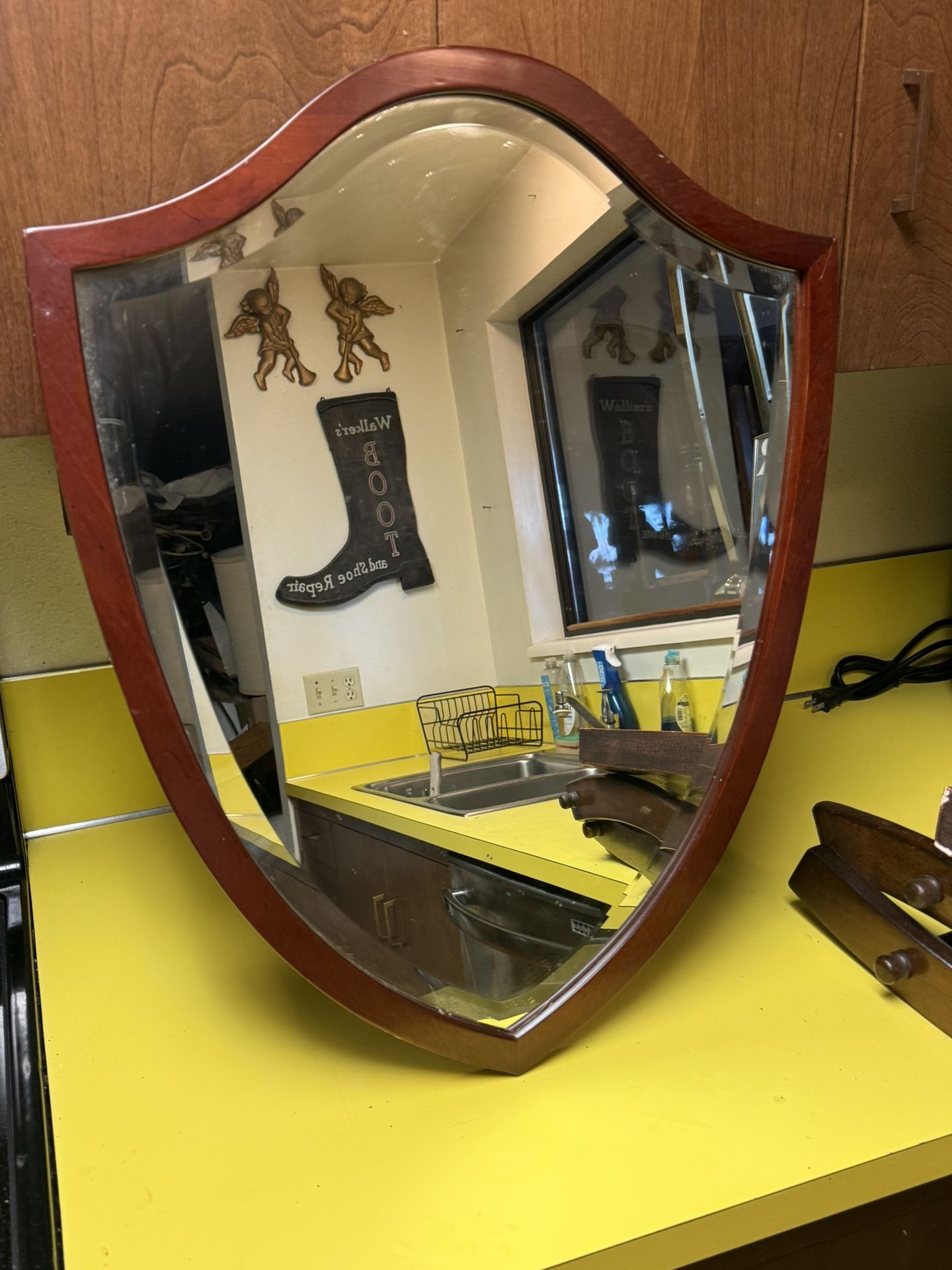 Vintage Beveled Edge, Bombay Shield Mirror