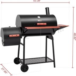 Royal Gourmet CC1830W 30 Barrel Charcoal Grill with Side Table, 627 Square Inches, Outdoor Backyard, Patio and Parties, Black