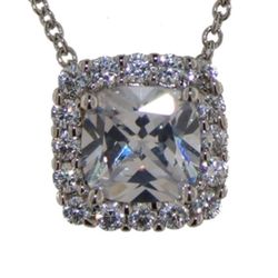 Cushion Cut 2.85 ct White Topaz Pendant
 