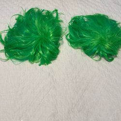 Two Identical Green Wigs