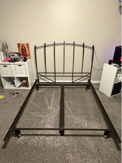 Metal Queen bed frame with headboard