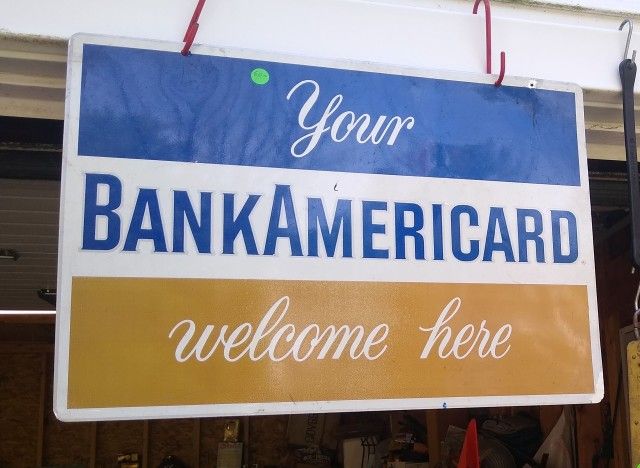 Vintage BankAnericard Double Sided Steel Sign
