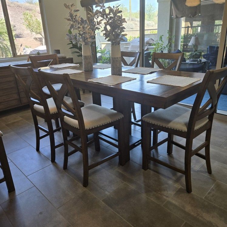 Ashley Moriville Counter Height Dining Table 7 Chairs and Bench