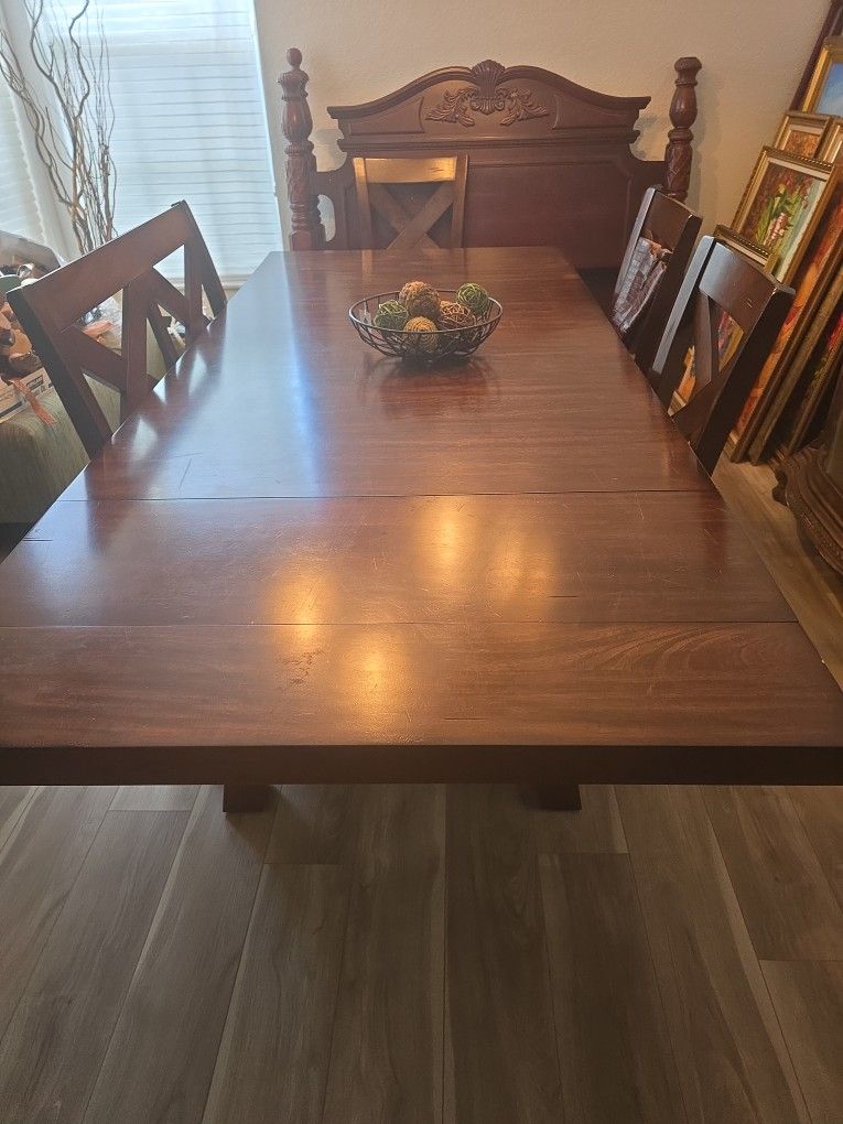 Dining wood table with chairs