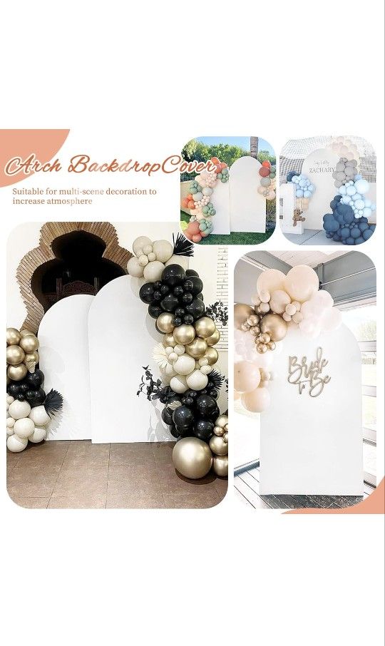 Set of 3 White Arch Backdrop Covers