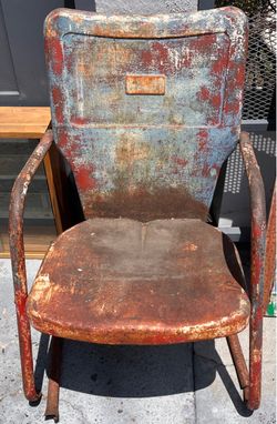 Vintage Metal Armchair with Patina