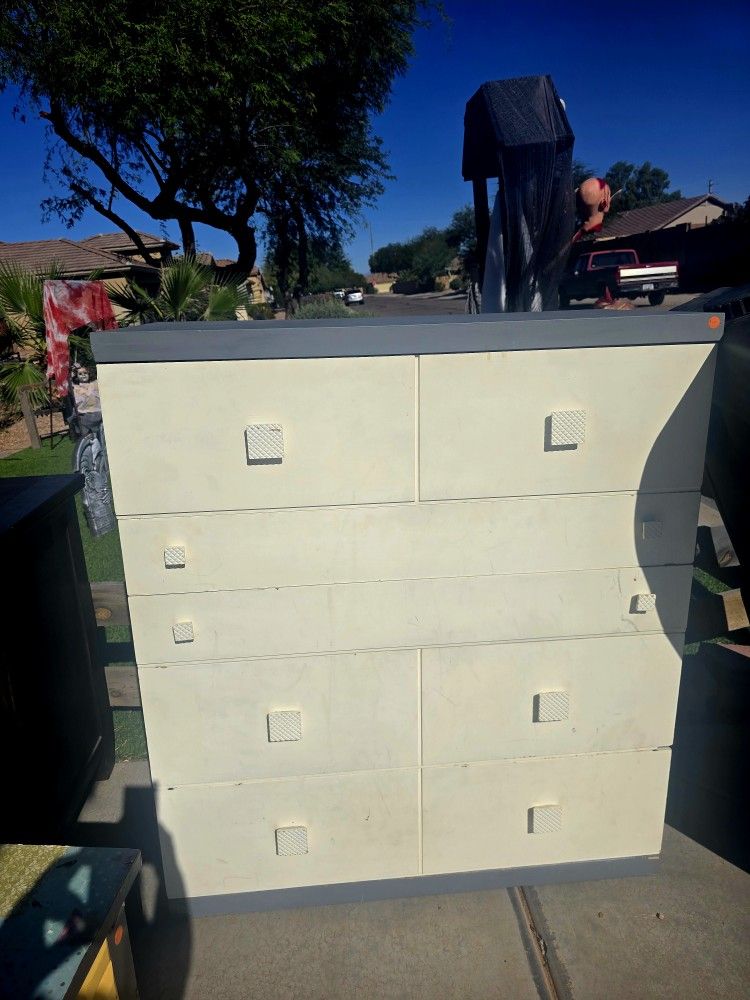 Tall 5 drawer Gray and White Dresser