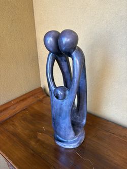 World Market Kenya African Hand Carved Soapstone Family Love Sculpture Large 18"