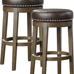 Bar Height Swivel Stool (Set of 2), 30.5" SH, Brown
