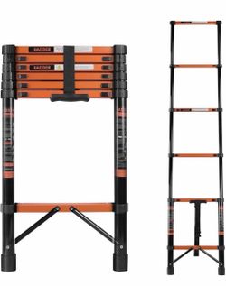 9FT Telescopic Roof Ladder Heavy-Duty Carbon-Steel with Anti-Slip Feet 330LBS